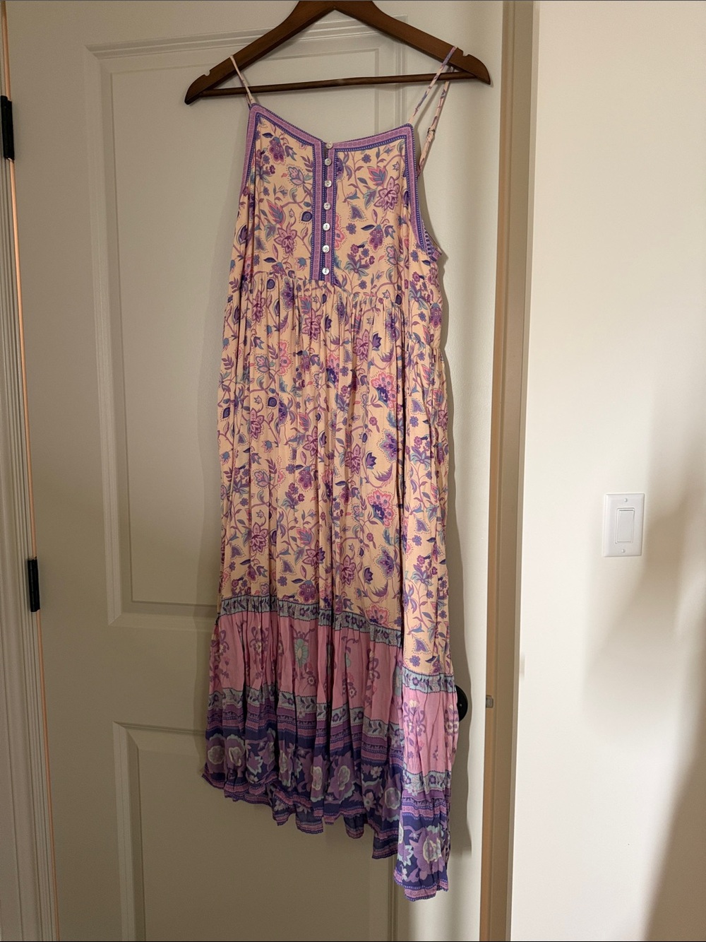 Spell Bohemian Floral Maxi Sundress in Cream and Lavender